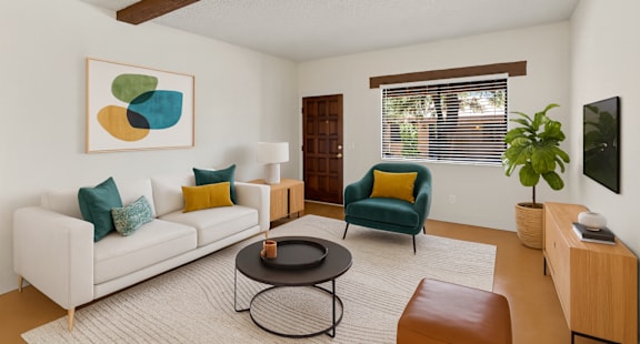 Living Room with White couch at San Xavier Casitas, Tucson, 85716