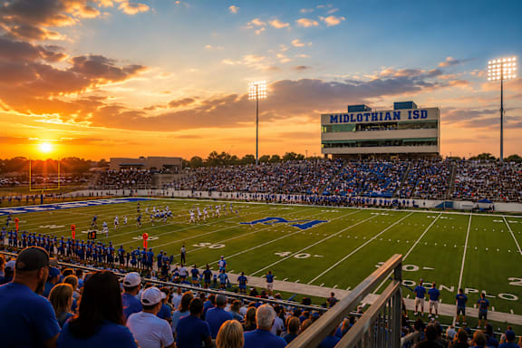 A football game is taking place at Midlothian High School.