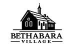 A logo with a church and the words Bethabara Village.
