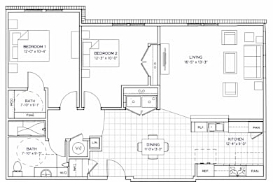  Floor Plan 2 Bedroom 1 Bathroom A