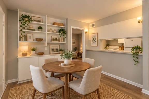 A dining room with a round table and chairs at Lifestyle at Shreveport in Shreveport, LA, 71109.