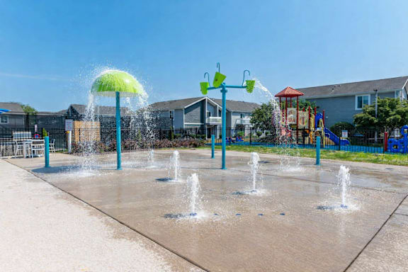 Community Splash pad for those hot summer days only at Addison at Princeton Meadows in Plainsboro NJ