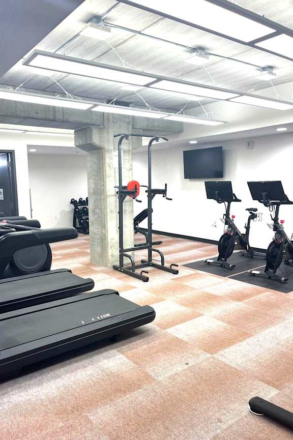 Gym with treadmills at The 503 Apartments, Ohio, 45402