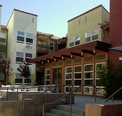 a set of stairs in front of a building