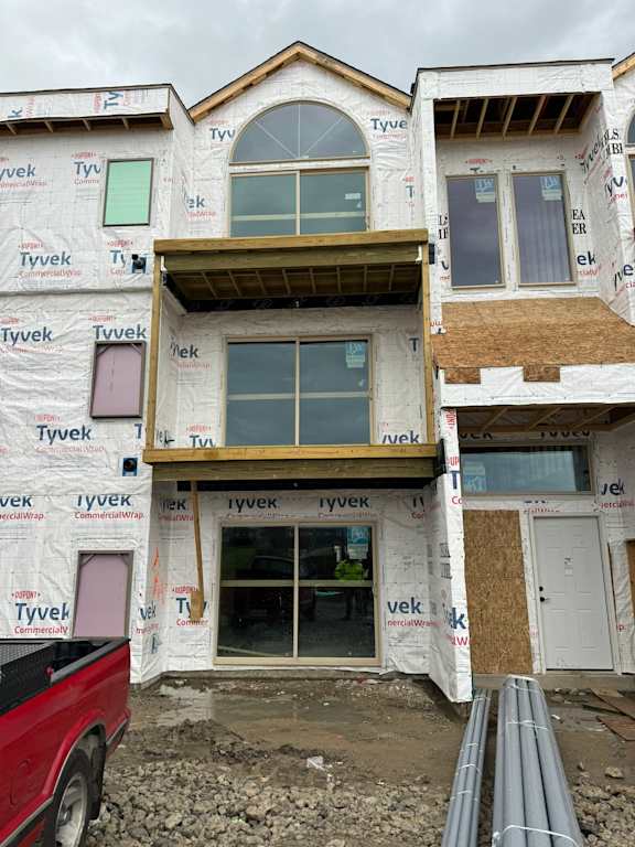 A house under construction with Tyvek branded insulation.