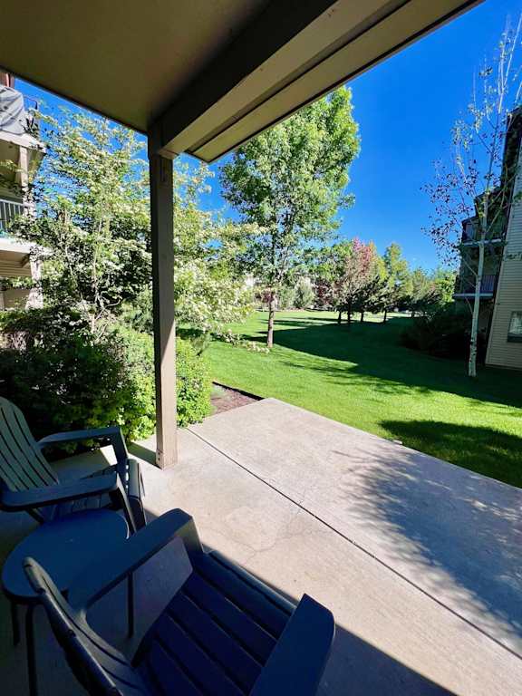 the view of the yard from the porch of a house  at Mullan Reserve Apartments, Missoula, 59808