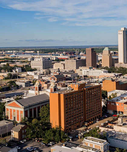 arial view of the atlanta skyline at Ann Street Lofts, Mobile, AL 36604