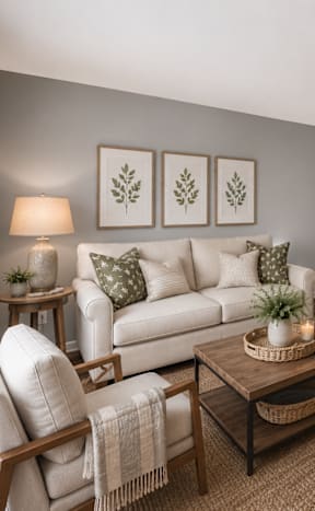 a living room with a blue couch and a television at Timberstone, Charlotte, 28217