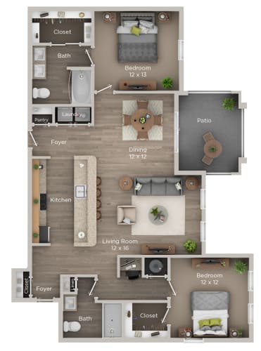 Floor Plan  B3 Renovated w/ Garage