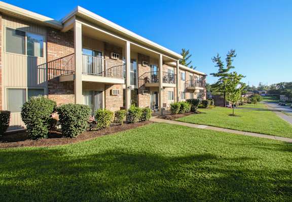 This is a building exterior at Blue grass Manor in Erlanger, KY.