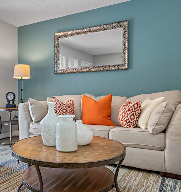 Model living room at Oasis at Bayside Apartments in Largo, FL