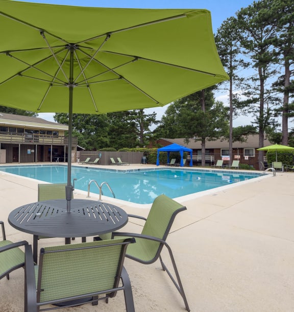 Pool and sundeck at Spring Forest Apartments in Raleigh, NC