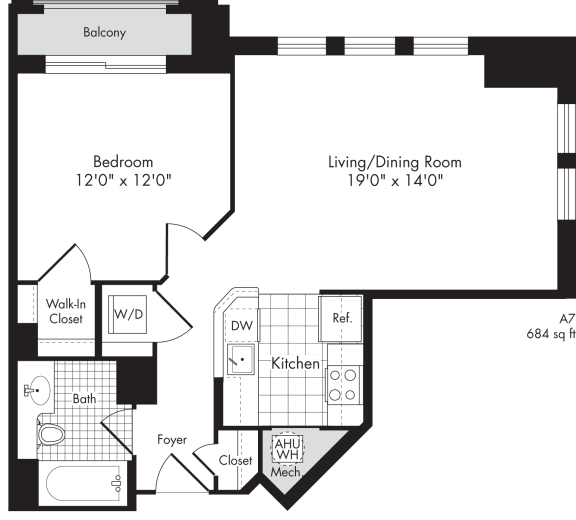 1 bed 1 bath apartment with balcony for rent in baltimore md