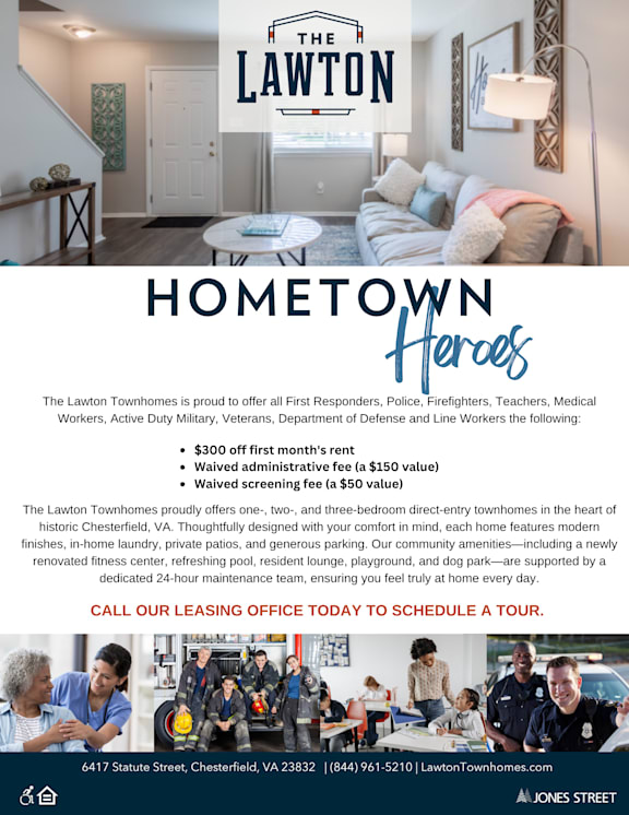 An advertisement at The Lawton Townhomes, Chesterfield