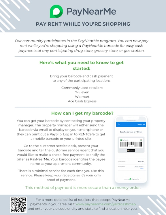 A PayNearMe advertisement explaining how to use the service.