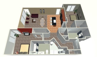 2 bed apartment-2 Bed T floor plan at Midtown Crossing Apartments in midtown Omaha NE 68131