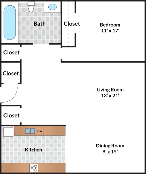  Floor Plan 1 Bedroom - 03 Tier