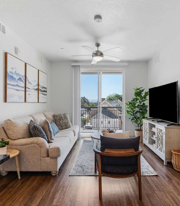 Living Room With TV at City View St. George, St. George, UT, 84770