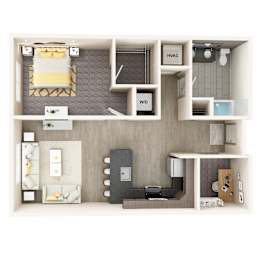 UNIT 1F Floor Plan at Vicina - Modern Urban Flats, New York, 12180