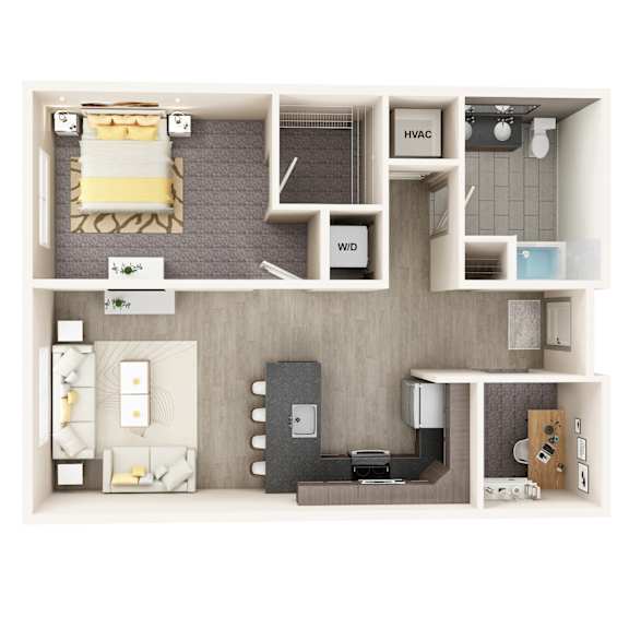 UNIT 1F Floor Plan at Vicina - Modern Urban Flats, New York, 12180