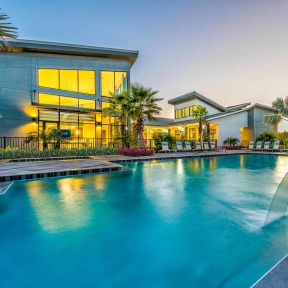 Swimming Pool With Sparkling Water at Pearce at Pavilion Luxury Apartments, Florida