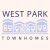 the logo for west park townhomes with restrooms and the name of the park