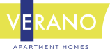 the logo apartment homes with a yellow and blue flag