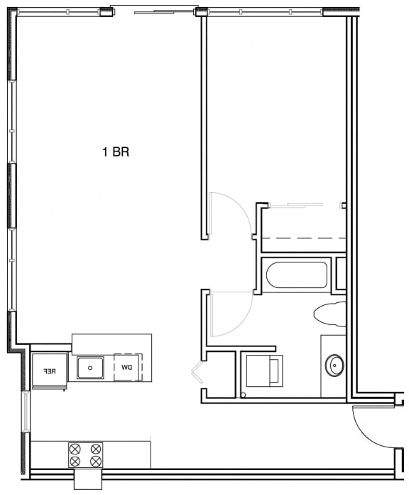Traditional 1bd 1ba - A Floor Plan at Mural, Seattle, 98116