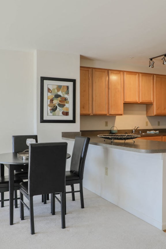 a kitchen and dining area in a 555 waverly unit at Symphony Center Apartments, Baltimore, MD, 21201