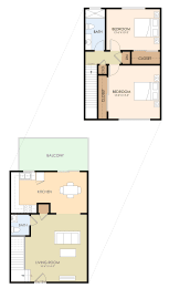  Floor Plan Two Bedroom, One & Half Bath with in unit W/D
