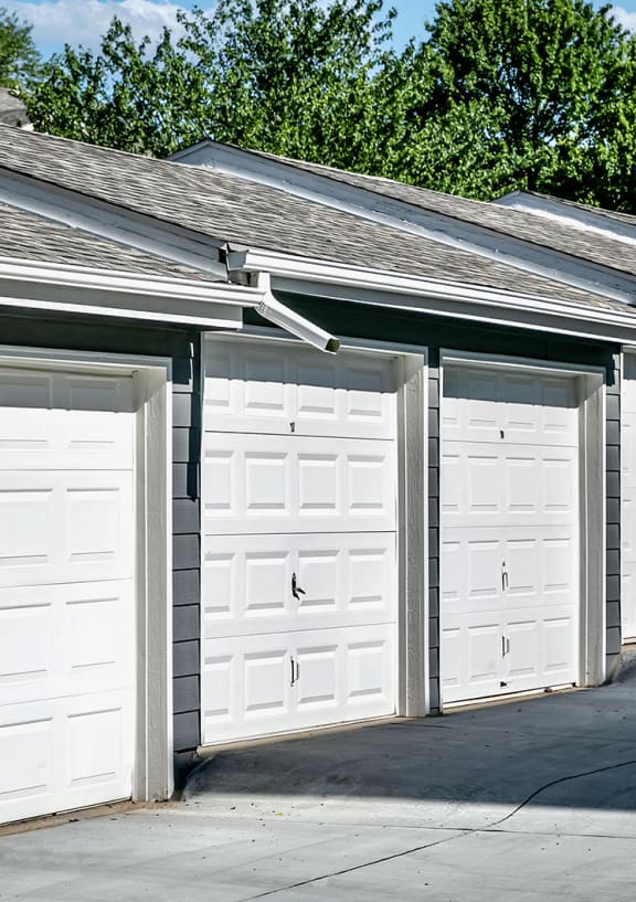 a row of garages in a row