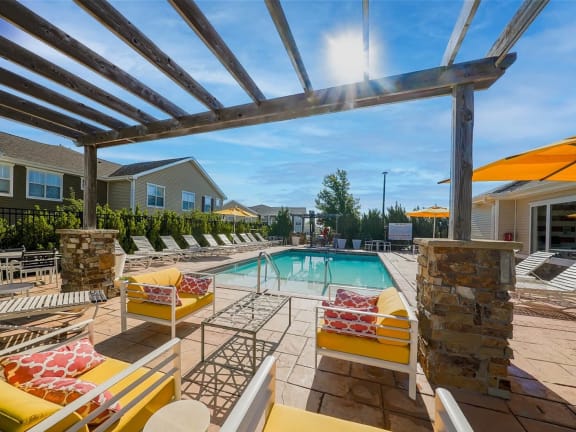 our apartments have a resort style pool with lounge furniture