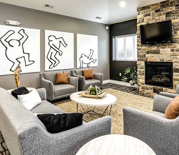 our apartments offer a clubhouse with a fireplace