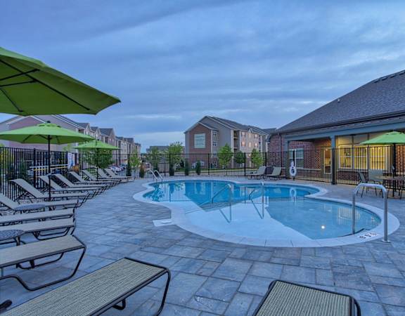our apartments have a resort style pool with lounge chairs