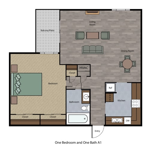 Floor Plan  One Bedroom One Bath