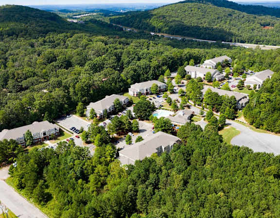 Aerial view of the neighborhood at The Dawson Cartersville in Cartersville, GA 30191