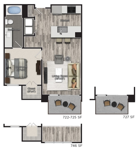 1 bedroom 1 bathroom Floor plan A at Tens on West, Georgia, 30309