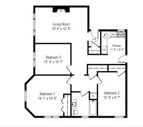  Floor Plan 3 Bedroom - 1 Bathroom