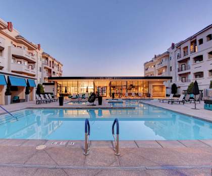 Twilight pool at The Lennox, Las Vegas, Nevada