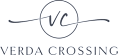 A logo with the letters "vc" in a circle with a line through it, above the words "VERDA CROSSING".