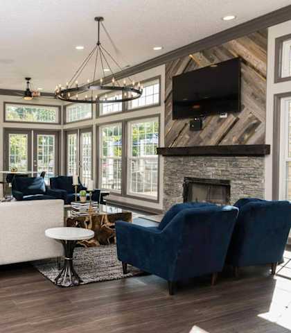 Clubhouse with Large Screen Television & Kitchen at Fairlane Woods Apartments, Dearborn