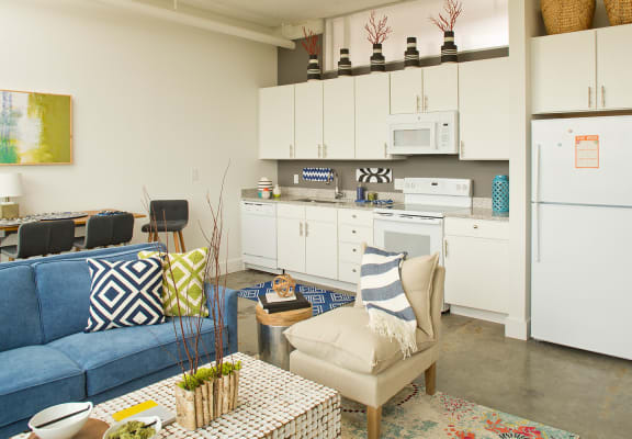 Open-Space Living Room with Kitchen at Parcels at Concourse