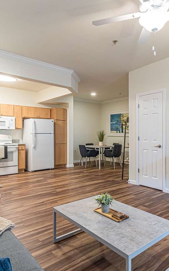 the preserve at ballantyne commons apartment living room and kitchen