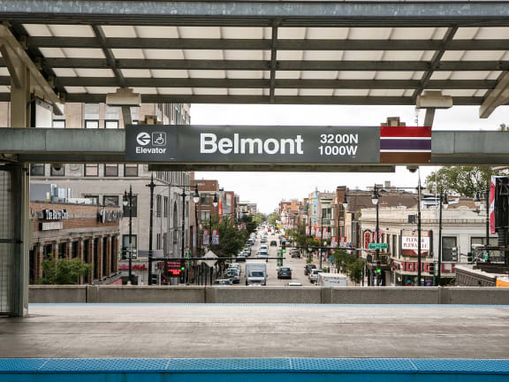 a view of a city street from a train station at Lakeview 3200 Apartments, Chicago, IL, 60657