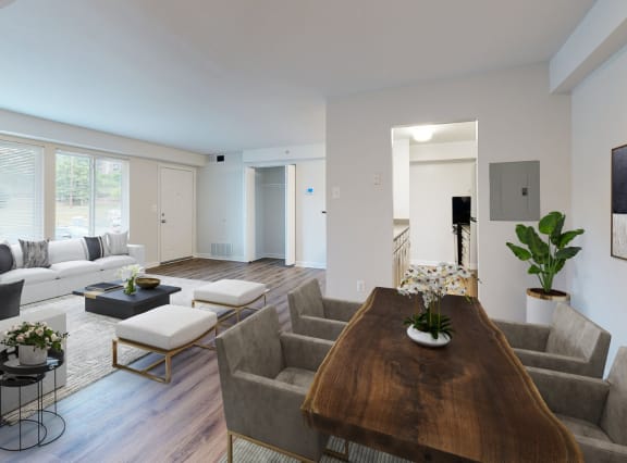 Spacious Living Room With Plank Flooring at Autumn Woods, Bladensburg, MD, Maryland, 20710