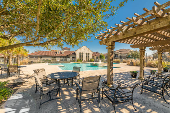 Poolside Relaxing Area at Mission at Baytown, Baytown