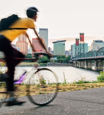 Man riding his bike