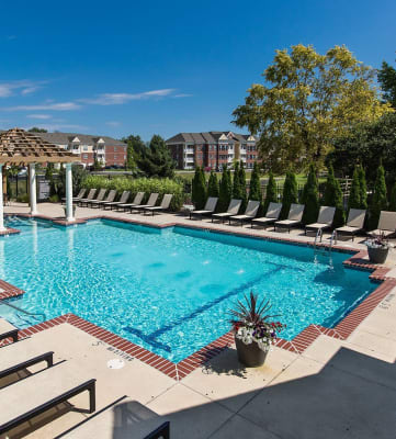 Large Outdoor Pool and Sundeck Areas at Alexandria of Carmel Apartments, Carmel, IN, 46032