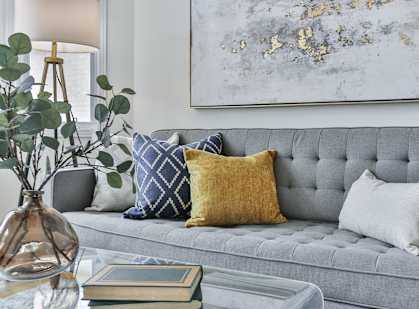 stock image of couch and pillows