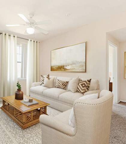 Living Room at The Cesera 55+ Apartments, Garland, 75040